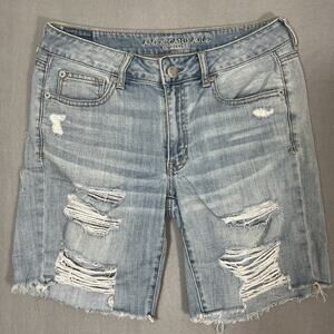 American Eagle Outfitters Tomgirl Bermuda Women Distressed Jean Short Size 6